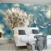 壁紙wellyu papier peint壁紙壁3 dカスタムライトブルーデンデリオンノルディックミニマリストテレビ背景Behang
