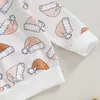 Kläduppsättningar Småbarn Baby Girl Christmas Outfit Långärm Santa Hat Print Sweatshirt Top Bell-Bottom Pants 2st Set