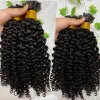 Extensions Kinky Curly I Tip Human Hair Extension Curly Hair Stick I Tip Haar Afro -Amerikaanse Microlinks Fusion Hair Pre -gebonden 100st