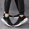 Chaussures Chaussures Chaussures Femmes Slip sur les baskets Hauteur décontractée Augmenter la chaussette confortable Bouche de marche Sneakers Soft Summer Big Taille 45