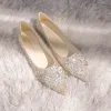 Laarzen merk trouwschoenen vrouw Rhinestone glitter ballet flats puntige teen kristal kralen dames feestschoenen plus maat 42