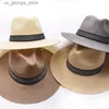 Sombreros de ala ancha Sombreros de cubo Sombrero Str de granjeros Gorra cubana Sombrero de Panamá Sombrero Fedora de ala corta Sombrero para el sol Sombrero de jazz Str de verano Unisex Casual Y240319