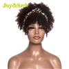 Peruker Joyluck Fluffy Turban Wig Wrap and Wig Linked Pannband peruker Syntetiska Wrap Wig Afro Kinky Culry Hair Wigs