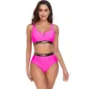 Ternos AROHA 2023 Sexy Bikini Swimwear Mulheres TwoPiece Banhado A Ouro Cinto Detalhe Cintura Alta Biquin Swimsuit Plus Size Banhistas Beachwear