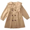 Coat 2024 Kids Trench Coats Christmas Children Ytterkläder Fashion Girls Långärmad solid för överrockar