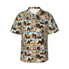 Camisas casuales para hombres Camisa hawaiana Playa Rosa Blusas de caballo Bonito estampado animal Moda para hombre de manga corta Tops de moda coreana