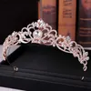 Tiaras Trendy Crystal Crown Rose Gold Bridal Tiara och Crown Hair Accessories for Wedding Bride Kvinnor Hår smycken Huvudstycke Y240319