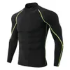 S-3xl Mens High Collar Fitness Fitness Long Manche Sports Running T-shirt Automne et hiver Elastic Fast Dry Sportswear 240312