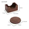 6PCSSet Walnut Wood Coasters Placemats dekor Rund värmebeständig dryck Mattplatta Hemdekoration Tillbehör Modern 240315