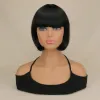 Wigs QQXCAIW Short Straight Natrual Wig Women Black Dark Brown Synthetic Hair Bobo Party Cosplay Wigs