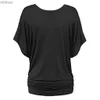 Dames T-shirt Vouw zoom Dames T-shirts Tops Plus Size Top V-hals Vleermuismouwen Vrouwelijke losse T-shirt Nieuwe mode Effen kleur Tops streetwearC24319