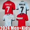 新しい2024 CR7サッカージャージ24 25 Ronaldos Joao Felix Ruben Dias Football Shird Bernardos Portugal Silva Camisa de Futebol Joao Cancelo Men Kids Kits