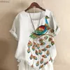 T-shirt da donna T-shirt da donna New Fashion Summer Peacock 3DPrint T-shirt girocollo a maniche corte con stampa 3D Camicetta allentata casual di colore bianco Top Plus SizeC24319