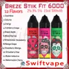 Sigaretta elettronica usa e getta Breze Stiik Fit 6000 12 gusti 15ml 2% 3% 5% 500mAh Starter kit batteria ricaricabile Autentico penna vaporizzatore 6k soffi all'ingrosso