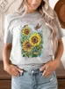 Women's T Shirts Sunflower Watercolor Vintage Casual Tee Summer Women Clothing Short Sleeve Female Fashion Printed Clothes Graphic T-shirts