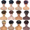 Wigs Short Afro Kinky Curly Headband Wig 2 In 1 Turban Wigs for Black Women Synthetic Wrap Wig Soft Fluffy Heat Resistant Fiber Hair