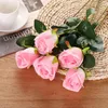 Decorative Flowers 3 Pcs Simulation Snow Mountain Rose Home Living Room Decoration Flower Arrangement False Silk Table Bouquet Decor