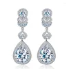 Dangle Earrings Exquisite Cubic Zirconia 925 Silver Needle Waterdrop Stud for Women Shiny Fashion Christmas Year