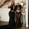 Arabic Plus size Aso Ebi Black Mermaid Abiti da ballo con seque