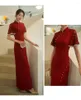 Vêtements ethniques Robes de mariée de style chinois Lady Amélioration de la manche de gland Qipao Femme Elegant A-Line Vestidos Plus Size 3xl Cheongsam