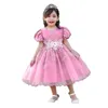 Robes de fille enfants enfant en bas âge anniversaire robe élégante pour bébé fleur à manches courtes demoiselle d'honneur princesse Tulle filles robe de bal de mariage