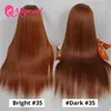 Synthetic Wigs Synthetic Wigs Ali Pearl Copper Color 13x4 Lace Front Human Hair Wigs Peruvian #35 Body Wave Wig for Women Pre-Plucked Remy Hair 180 Density 240328 240327