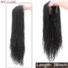 Syntetiska peruker Syntetiska peruker My-lady 28inch Syntetiska flätor Wig Cornrow spets fram peruker lockiga ändar svarta kvinnor lådan flätade frontala spetsar med babyhår 240327