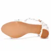 Stivali Crystal Queen Elegant High Heels 7cm da donna Sandali da banchetto Piattaforma di spicco Scarpe da matrimonio Pompe da abbigliamento da festa in pizzo bianco