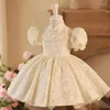 Girl Dresses Fancy Girls Elegant Princess Dress Bead String Kids For Costume Children Wedding Party Summer Pageant Gown