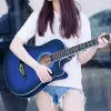 Guitar 38'' Folk Acoustic Guitar for Travel Students Beginners Adults Full enclosed knobs Guitarra 6 strings Guitar 38 Inch Folk Guitar