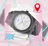 Populärt applicering av hiphop iced out Watch 42mm Quartz Movement Battery Super Clock Time Date Date rostfritt stål gummiband avancerade sportklockor Montre de Luxe