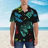 メンズカジュアルシャツシャツゲームパターン半袖夏の男性ターンダウンカラーボタン衣類