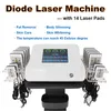 14 tampons laser Lipolaser pour éliminer la graisse du corps, machine amincissante, 100 mw, thérapie à la lumière laser, réduction de la cellulite, blanchiment de la peau, instrument de beauté
