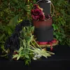 장식용 꽃 10 PCS 시뮬레이션 블랙 로즈 시뮬레이션 꽃다발 장식 실크 꽃 장식