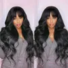 Synthetic Wigs Body Wave Human Hair Wigs With Bangs 30 Inch Full Machine Made Wig Brazilian Wavy Short Bob With Bang Human Hair Wigs For Women 240328 240327