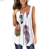 Women's T-Shirt Flare Shirts For Women Casual Floral Printed Sleeveless Button Tank Top Fahion Ladies Flowy Tunic Tops Comfy Summer Top 2022C24319