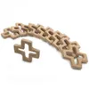 50pcs DIY Wooden Personalized Pendent Organic Beech Cross Natural DIY Bracelet Jewelry Making Handmade Accessories 240315