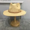 Wide Brim Hats Bucket Hats Free delivery of Raffia Sunhat for womens str Panama hats with chains and batteries in the summer of 2022 Y240319