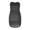 Casual Dresses Y2k Women's Sexy Mini Ruched Tube Dress Sparkle Glitter Strapless Sleeveless Backless Short Bodycon Streetwear