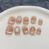 Kunstnagels 10 stks/set Volledige Cover Druk Op Diy Pure Handgemaakte Patch Verwijderbare Fake Naakt Blush Sneeuw Kerstboom