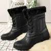Botas de botas femininas sapatos de pato de pato impermeabilizados e botas de neve à prova de areia quentes botas de caça de peles