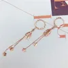 Brincos pendurados 585 roxo banhado a ouro 14k rosa folha de corrente macia para mulheres moda longa fivela de orelha festa joias presente