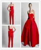 Zweiteilige formelle rote Damen-Jumpsuits, Abendkleider, abnehmbarer Rock, herzförmige Ballkleider, Partykleidung, Hosen für Damen mit Schleife4850901