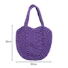 Totes Hollow Beach Handbags Fashion Woven Shoulder Bag Soft For Ladies Gifts (Purple)