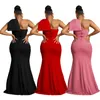 Casual jurken CINESSD 2024 mode dameskleding effen kleur strik split mouwloos één schouder vloerlengte jurk dames