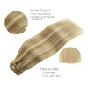 Extensions 7PCS Clip In Human Hair Extensions Straight Natural Light Brown Honey Ombre Balayage Black Hair Pieces For Women With Clips 120g