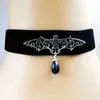 Choker gotisk halsband för kvinnor sammet rep ondt bat röd kristall hänge trollkarl halloween kedjor punk smycken vgn039