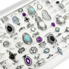 50st/Lot grossist Böhmen mix stil fingerringar för kvinnor kristallparti bröllop smycken akryl emalj gemensam ring gåvor 240312