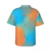 Camisas casuais masculinas camisa de verão praia abstrata dois tons blusas estilizadas laranja céu azul vintage homem manga curta roupas respiráveis