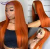 Synthetic Lace Frontal Wigs Straight OrangeRedGreenBluePink color simulation Human Hair Wig 13x4 Machine made Peluca For Black9788232